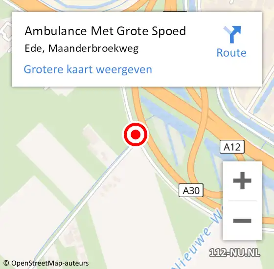 Locatie op kaart van de 112 melding: Ambulance Met Grote Spoed Naar Ede, Maanderbroekweg op 10 december 2019 17:14
