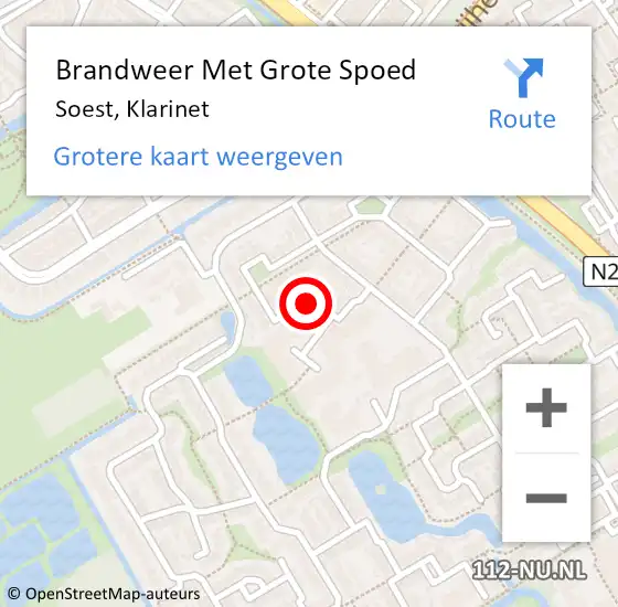 Locatie op kaart van de 112 melding: Brandweer Met Grote Spoed Naar Soest, Klarinet op 10 december 2019 19:58