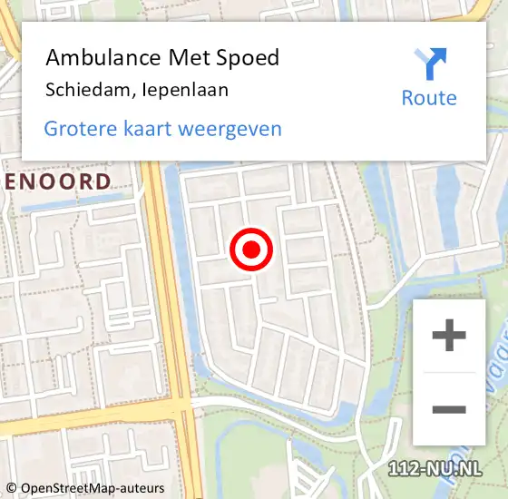 Locatie op kaart van de 112 melding: Ambulance Met Spoed Naar Schiedam, Iepenlaan op 10 december 2019 20:40