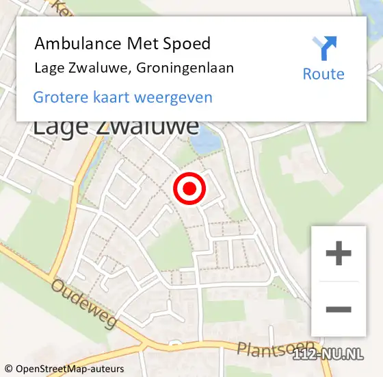 Locatie op kaart van de 112 melding: Ambulance Met Spoed Naar Lage Zwaluwe, Groningenlaan op 10 december 2019 22:10