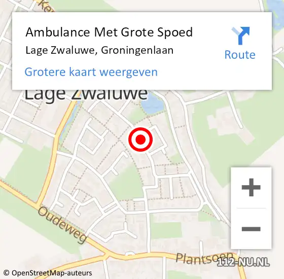Locatie op kaart van de 112 melding: Ambulance Met Grote Spoed Naar Lage Zwaluwe, Groningenlaan op 10 december 2019 22:10