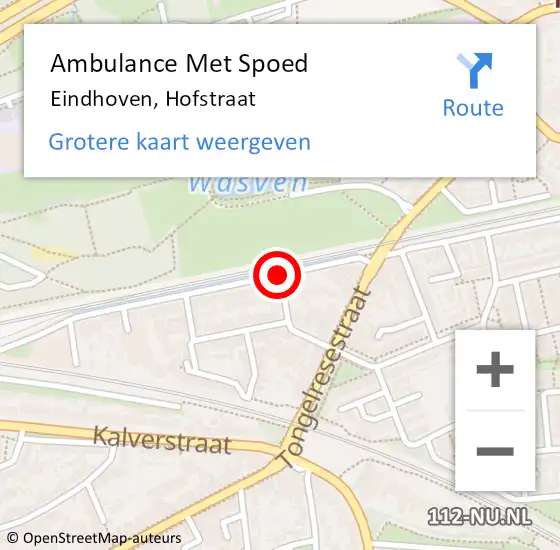 Locatie op kaart van de 112 melding: Ambulance Met Spoed Naar Eindhoven, Hofstraat op 11 december 2019 00:17