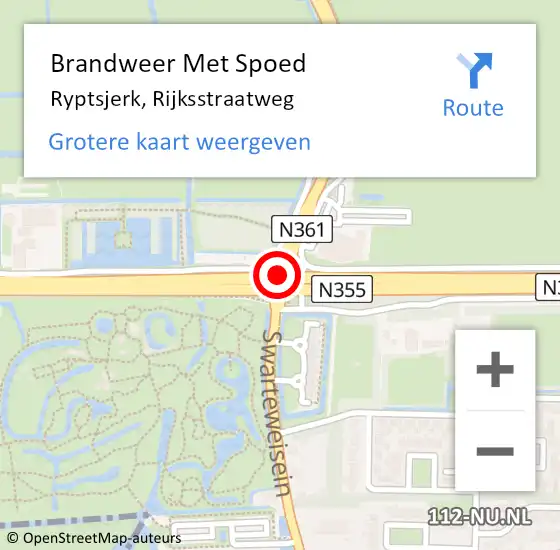 Locatie op kaart van de 112 melding: Brandweer Met Spoed Naar Ryptsjerk, Rijksstraatweg op 11 december 2019 08:10