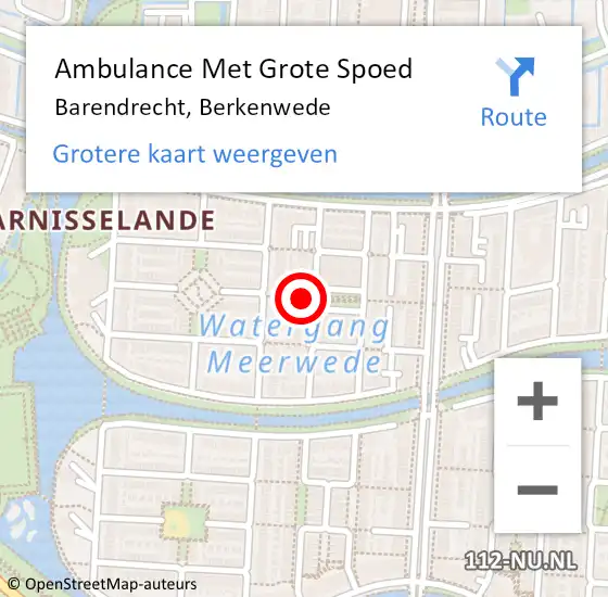 Locatie op kaart van de 112 melding: Ambulance Met Grote Spoed Naar Barendrecht, Berkenwede op 11 december 2019 08:19