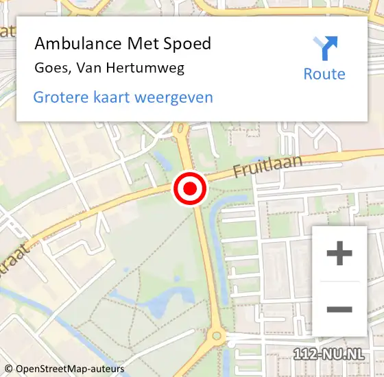 Locatie op kaart van de 112 melding: Ambulance Met Spoed Naar Goes, Van Hertumweg op 11 december 2019 10:23