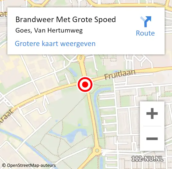 Locatie op kaart van de 112 melding: Brandweer Met Grote Spoed Naar Goes, Van Hertumweg op 11 december 2019 10:25