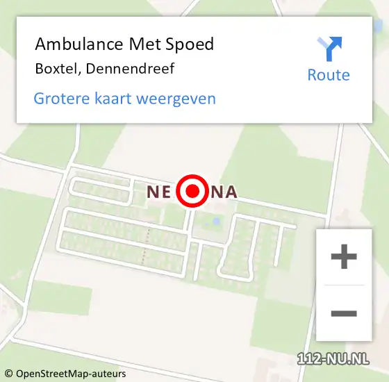 Locatie op kaart van de 112 melding: Ambulance Met Spoed Naar Boxtel, Dennendreef op 11 december 2019 10:58