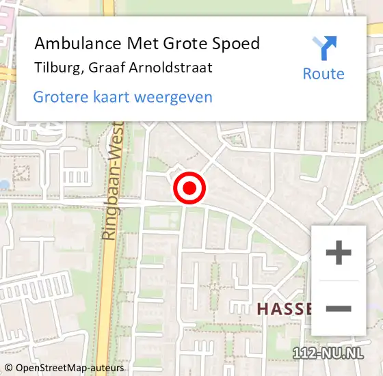 Locatie op kaart van de 112 melding: Ambulance Met Grote Spoed Naar Tilburg, Graaf Arnoldstraat op 11 december 2019 11:40