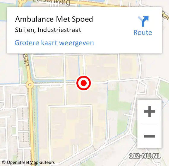 Locatie op kaart van de 112 melding: Ambulance Met Spoed Naar Strijen, Industriestraat op 11 december 2019 14:59