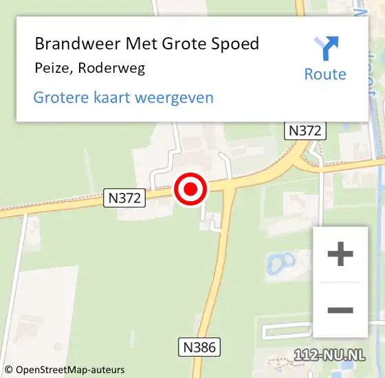 Locatie op kaart van de 112 melding: Brandweer Met Grote Spoed Naar Peize, Roderweg op 11 december 2019 16:41