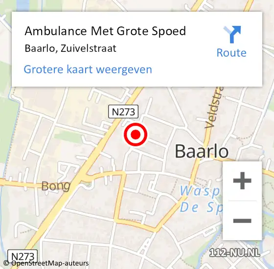 Locatie op kaart van de 112 melding: Ambulance Met Grote Spoed Naar Baarlo, Zuivelstraat op 11 december 2019 19:58