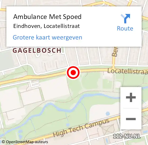 Locatie op kaart van de 112 melding: Ambulance Met Spoed Naar Eindhoven, Locatellistraat op 11 december 2019 21:01