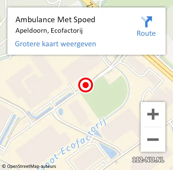 Locatie op kaart van de 112 melding: Ambulance Met Spoed Naar Apeldoorn, Ecofactorij op 12 december 2019 01:56