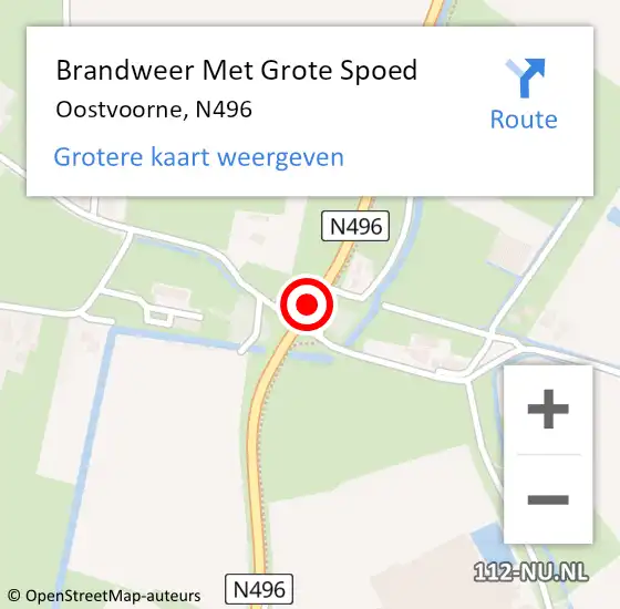 Locatie op kaart van de 112 melding: Brandweer Met Grote Spoed Naar Oostvoorne, N496 op 12 december 2019 07:23