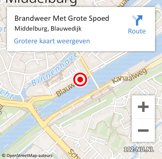 Locatie op kaart van de 112 melding: Brandweer Met Grote Spoed Naar Middelburg, Blauwedijk op 12 december 2019 11:41