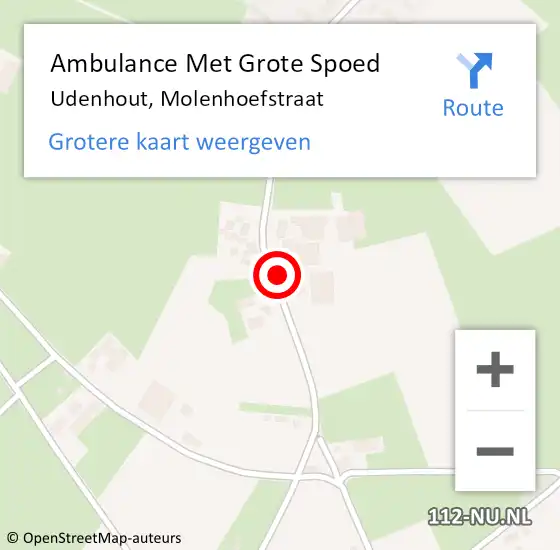 Locatie op kaart van de 112 melding: Ambulance Met Grote Spoed Naar Udenhout, Molenhoefstraat op 12 december 2019 12:00