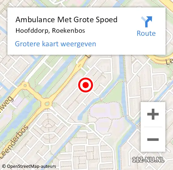 Locatie op kaart van de 112 melding: Ambulance Met Grote Spoed Naar Hoofddorp, Roekenbos op 12 december 2019 12:43