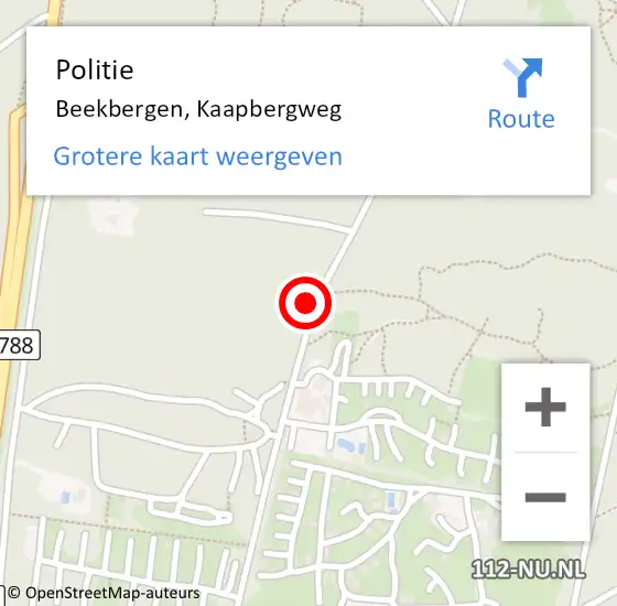 Locatie op kaart van de 112 melding: Politie Beekbergen, Kaapbergweg op 12 december 2019 16:14