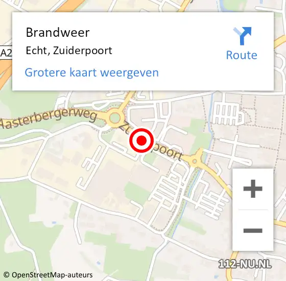 Locatie op kaart van de 112 melding: Brandweer Echt, Zuiderpoort op 12 december 2019 17:23