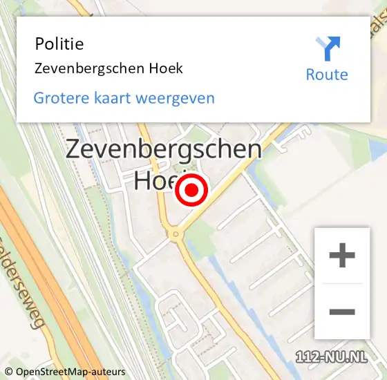 Locatie op kaart van de 112 melding: Politie Zevenbergschen Hoek op 12 december 2019 17:28