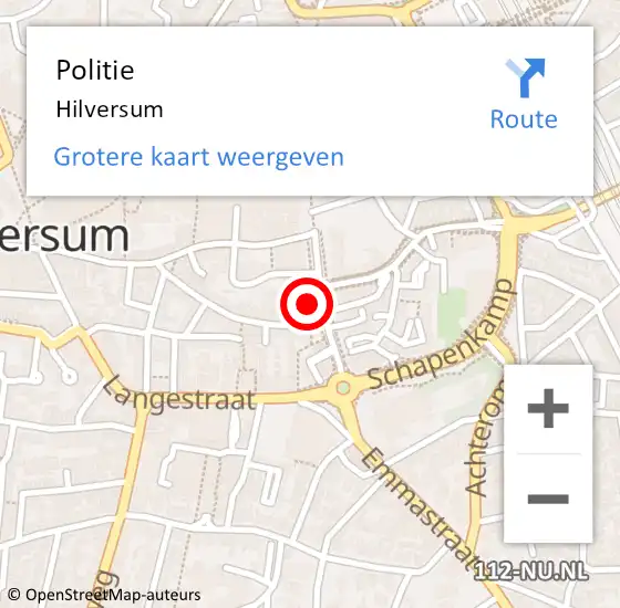 Locatie op kaart van de 112 melding: Politie Hilversum op 12 december 2019 20:21