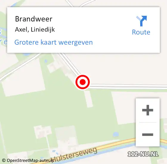 Locatie op kaart van de 112 melding: Brandweer Axel, Liniedijk op 12 december 2019 21:30