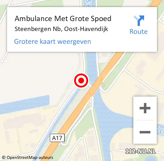 Locatie op kaart van de 112 melding: Ambulance Met Grote Spoed Naar Steenbergen Nb, Oost-Havendijk op 12 december 2019 21:39