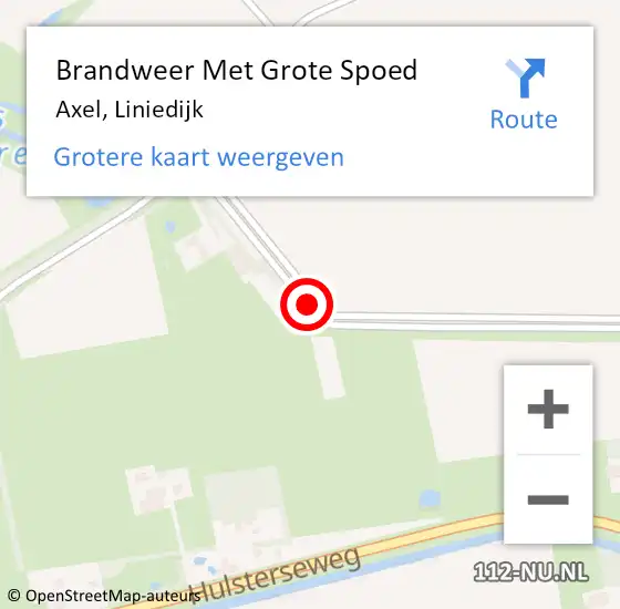 Locatie op kaart van de 112 melding: Brandweer Met Grote Spoed Naar Axel, Liniedijk op 12 december 2019 21:41