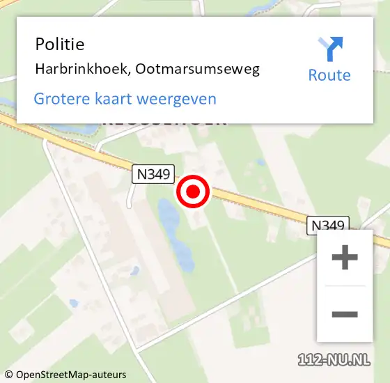 Locatie op kaart van de 112 melding: Politie Harbrinkhoek, Ootmarsumseweg op 13 december 2019 07:19