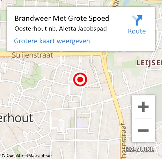 Locatie op kaart van de 112 melding: Brandweer Met Grote Spoed Naar Oosterhout nb, Aletta Jacobspad op 13 december 2019 08:09