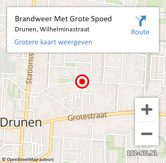 Locatie op kaart van de 112 melding: Brandweer Met Grote Spoed Naar Drunen, Wilhelminastraat op 13 december 2019 08:53