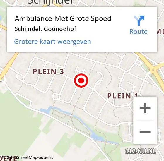 Locatie op kaart van de 112 melding: Ambulance Met Grote Spoed Naar Schijndel, Gounodhof op 29 september 2013 17:21