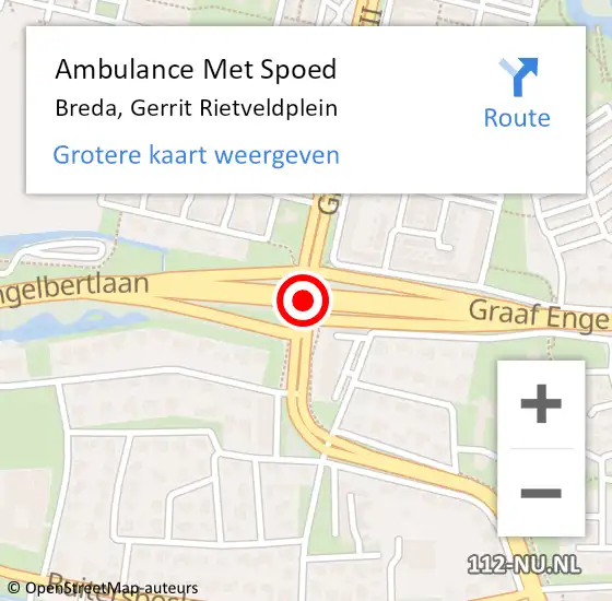 Locatie op kaart van de 112 melding: Ambulance Met Spoed Naar Breda, Gerrit Rietveldplein op 13 december 2019 09:55