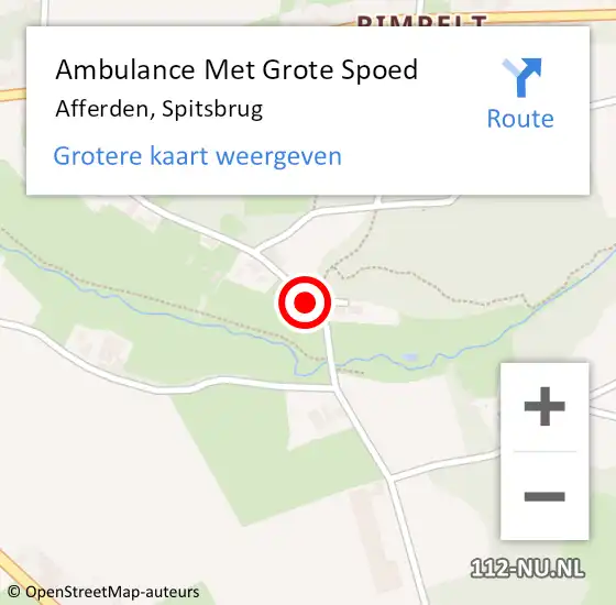 Locatie op kaart van de 112 melding: Ambulance Met Grote Spoed Naar Afferden, Spitsbrug op 13 december 2019 10:52