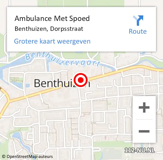 Locatie op kaart van de 112 melding: Ambulance Met Spoed Naar Benthuizen, Dorpsstraat op 13 december 2019 11:28
