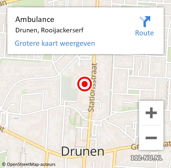Locatie op kaart van de 112 melding: Ambulance Drunen, Rooijackerserf op 13 december 2019 13:14