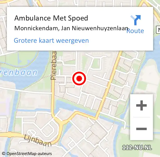 Locatie op kaart van de 112 melding: Ambulance Met Spoed Naar Monnickendam, Jan Nieuwenhuyzenlaan op 13 december 2019 13:53