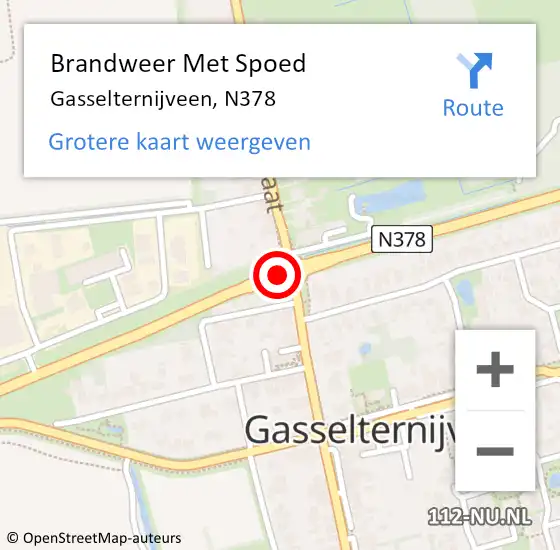 Locatie op kaart van de 112 melding: Brandweer Met Spoed Naar Gasselternijveen, N378 op 13 december 2019 14:03