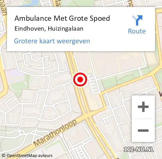 Locatie op kaart van de 112 melding: Ambulance Met Grote Spoed Naar Eindhoven, Huizingalaan op 13 december 2019 14:15