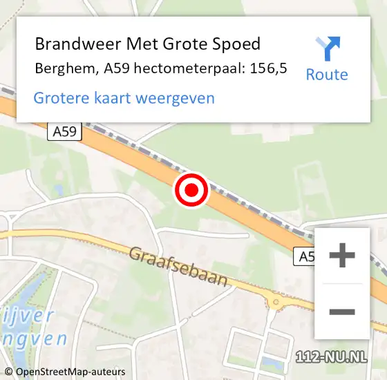 Locatie op kaart van de 112 melding: Brandweer Met Grote Spoed Naar Berghem, A59 hectometerpaal: 156,5 op 13 december 2019 16:17