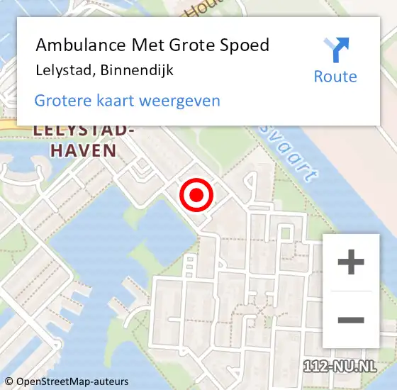 Locatie op kaart van de 112 melding: Ambulance Met Grote Spoed Naar Lelystad, Binnendijk op 13 december 2019 16:34