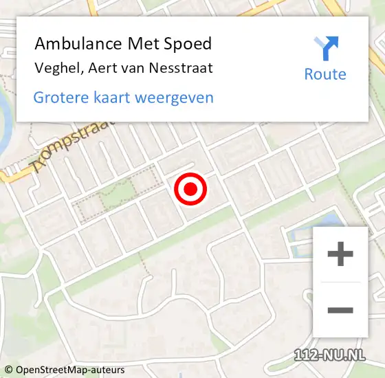 Locatie op kaart van de 112 melding: Ambulance Met Spoed Naar Veghel, Aert van Nesstraat op 22 april 2014 18:33