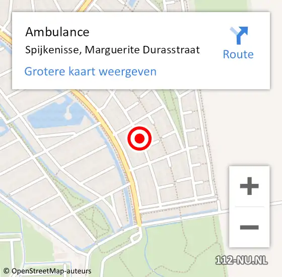 Locatie op kaart van de 112 melding: Ambulance Spijkenisse, Marguerite Durasstraat op 13 december 2019 17:24