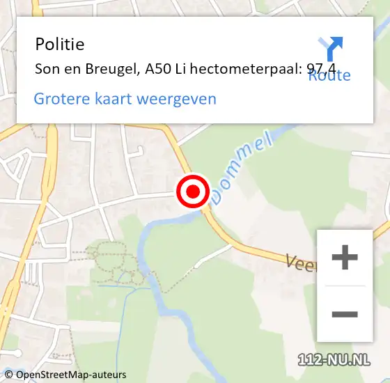Locatie op kaart van de 112 melding: Politie Son en Breugel, A50 Re op 13 december 2019 17:33