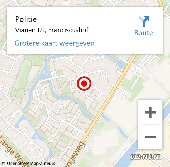 Locatie op kaart van de 112 melding: Politie Vianen Ut, Franciscushof op 13 december 2019 17:36