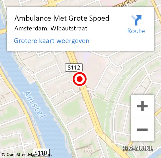 Locatie op kaart van de 112 melding: Ambulance Met Grote Spoed Naar Amsterdam, Wibautstraat op 13 december 2019 18:02