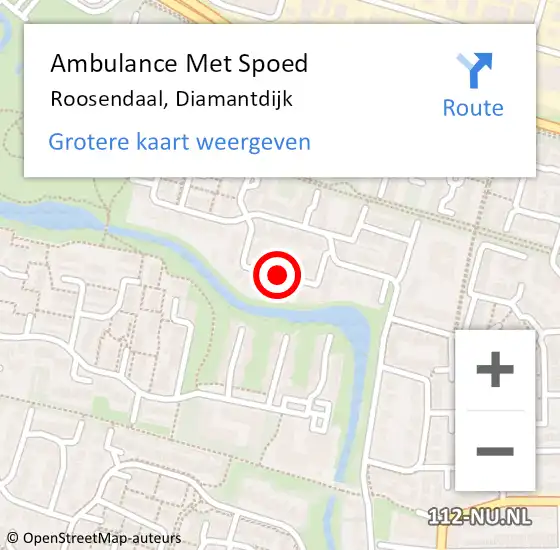 Locatie op kaart van de 112 melding: Ambulance Met Spoed Naar Roosendaal, Diamantdijk op 13 december 2019 20:27
