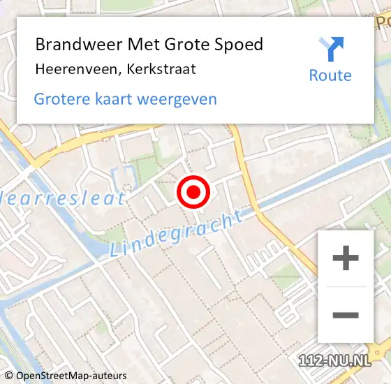 Locatie op kaart van de 112 melding: Brandweer Met Grote Spoed Naar Heerenveen, Kerkstraat op 13 december 2019 20:42