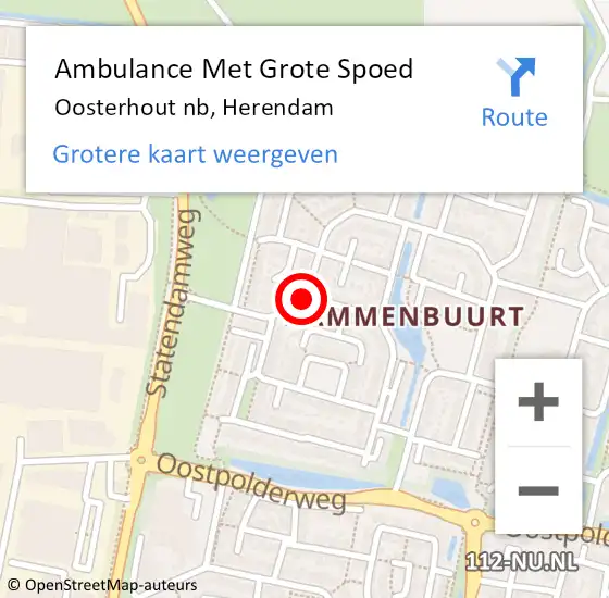 Locatie op kaart van de 112 melding: Ambulance Met Grote Spoed Naar Oosterhout nb, Herendam op 13 december 2019 20:45