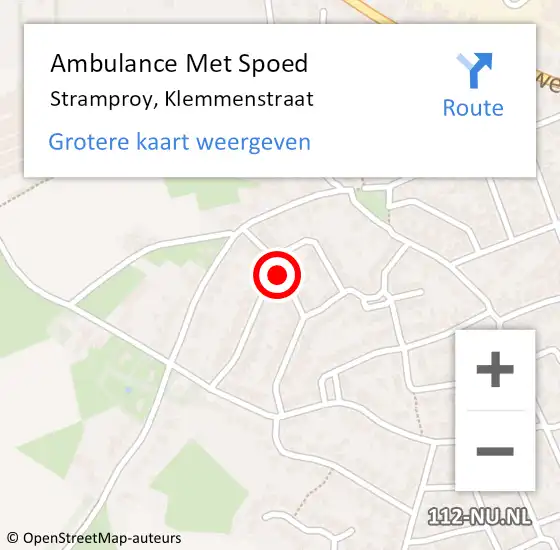 Locatie op kaart van de 112 melding: Ambulance Met Spoed Naar Stramproy, Klemmenstraat op 13 december 2019 21:24
